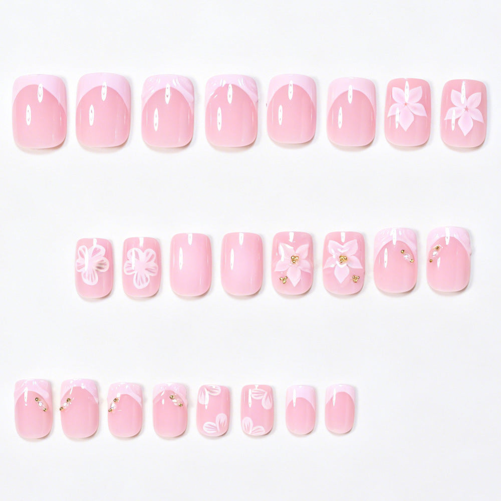 Florale Akzent Press-On Nagelkunst Set Karnz