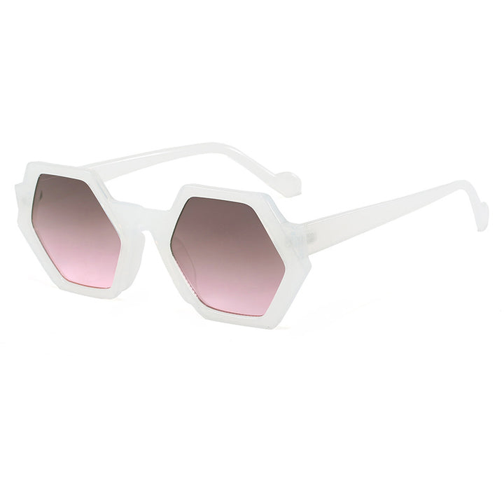 Damen hexagonale Katzenaugen-Sonnenbrille mit urbanem Leopardenmuster Karnz