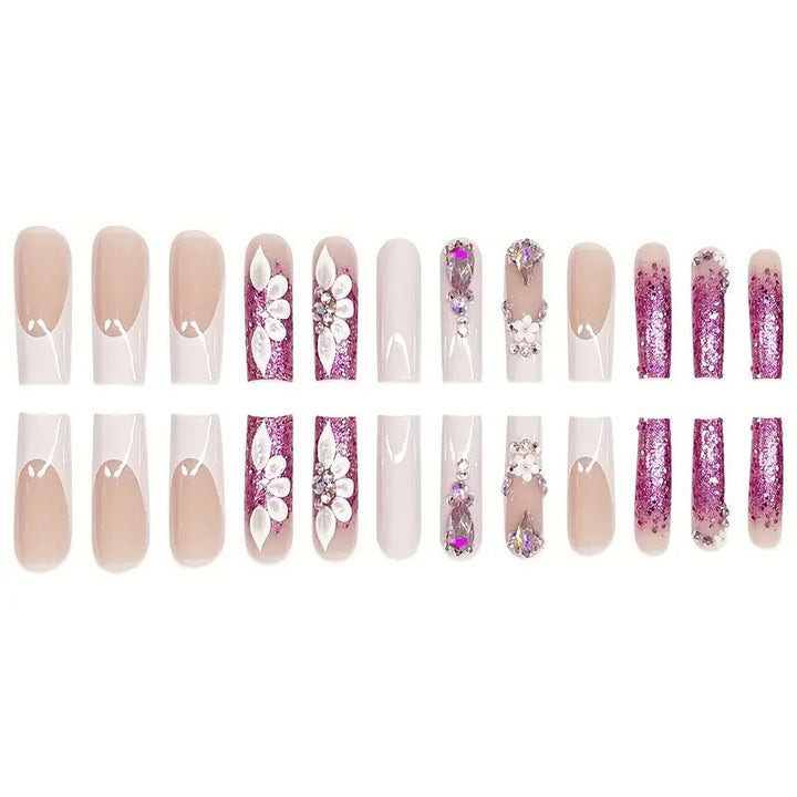 Glamouröse 3D Kristall-verzierte Nagelverlängerungen Karnz