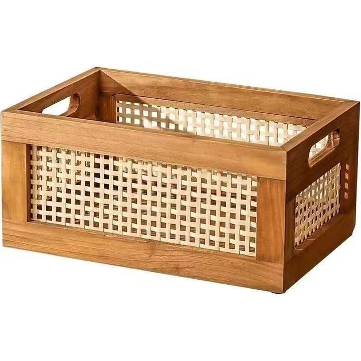 Hochwertiger Aufbewahrungskorb mit Rattan-Details Karnz
