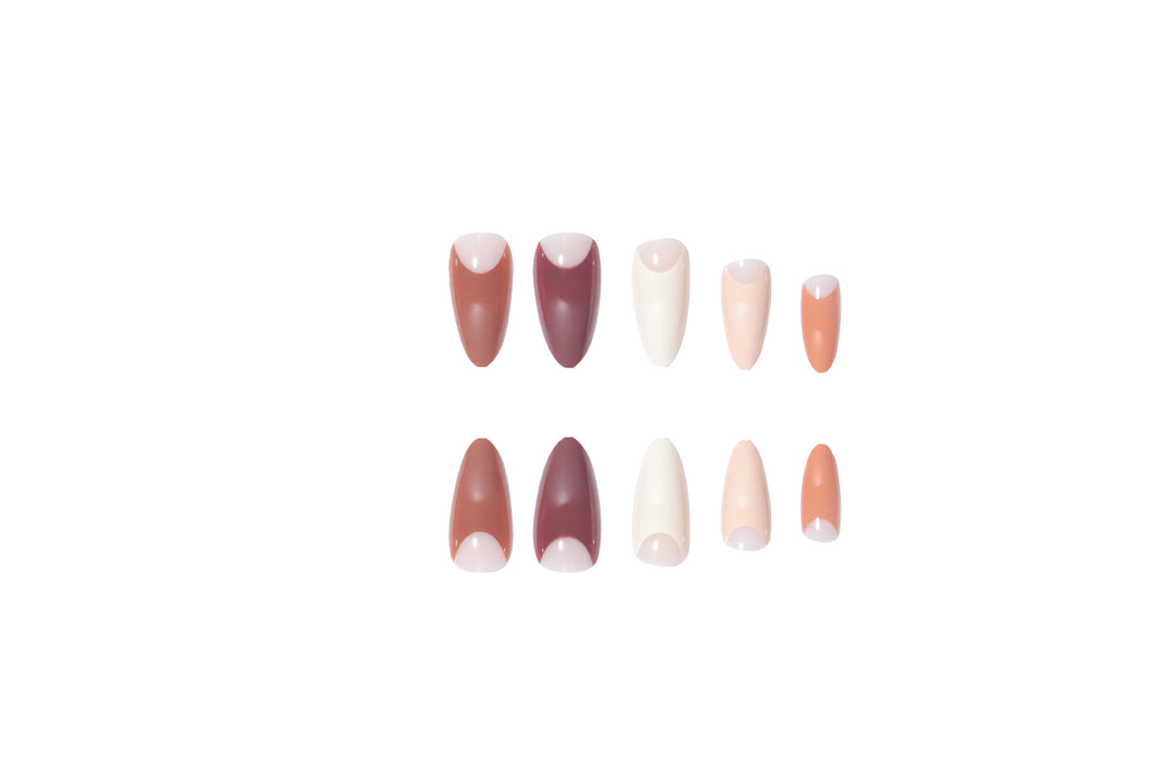 Elegantes Stiletto Press-On Nagelset mit einzigartigen französischen Tipps Karnz