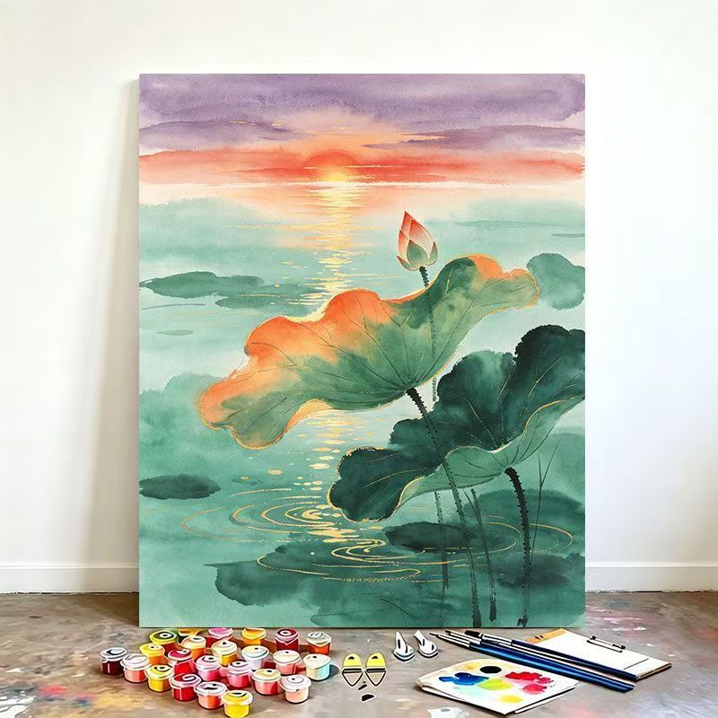 Aquarell Lotus Kunst Malset Karnz