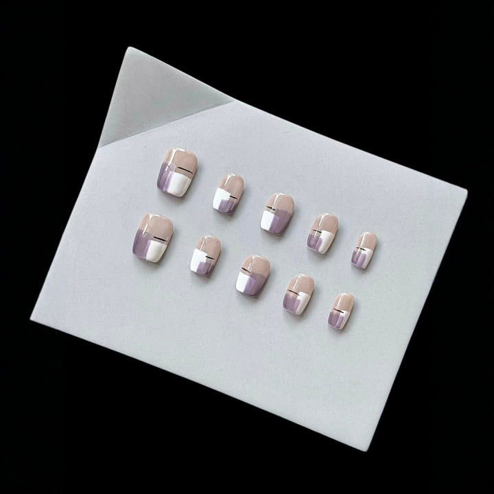Premium Press-On Nail Set mit modernem geometrischem Design