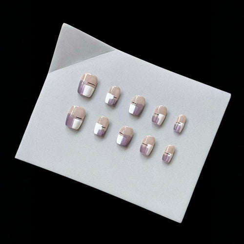 Premium Press-On Nail Set mit modernem geometrischem Design