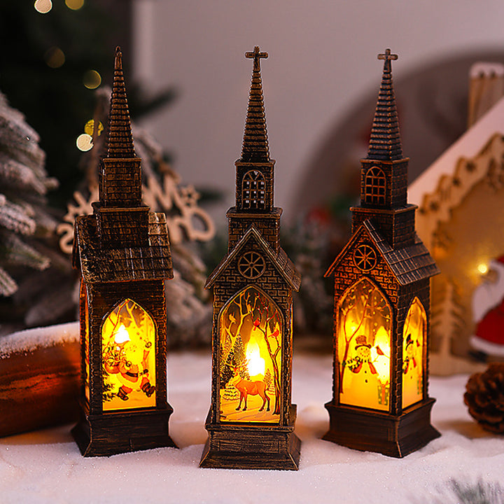 Nostalgische Weihnachtslaterne mit beweglichem Santa-Motiv Karnz