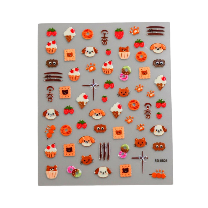 Kreative dessertthemen Nagelkunst Aufkleber