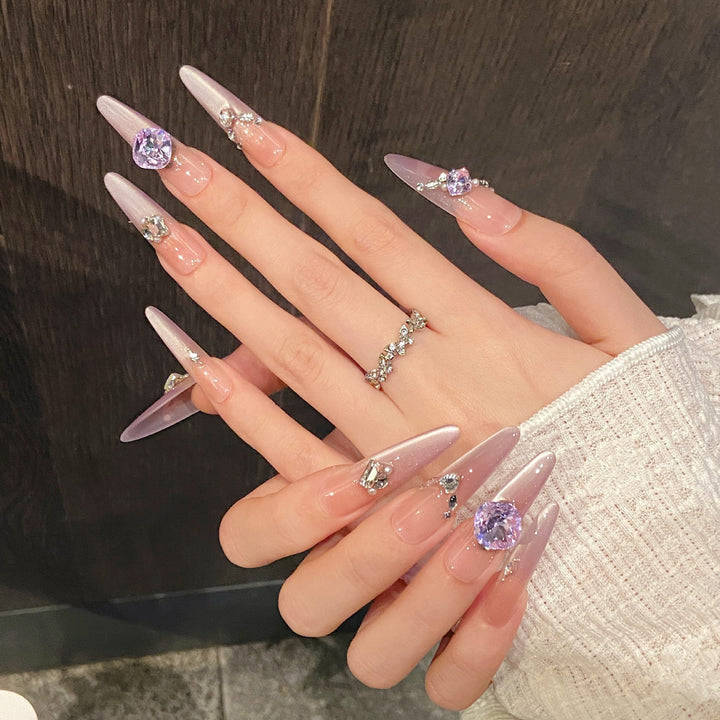 Premium Strass-dekoriertes Press-On Nagelset