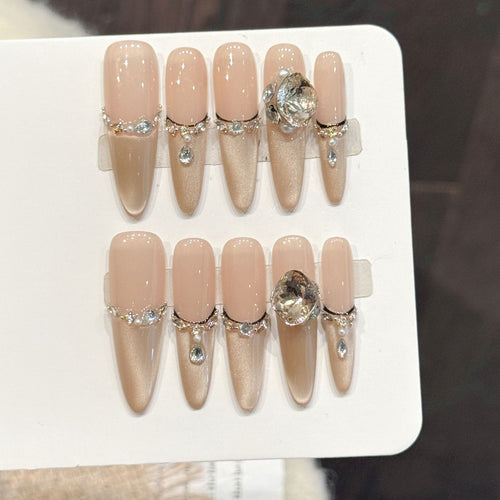 Luxus Stiletto Drucknägel mit Rhinsteinakzenten