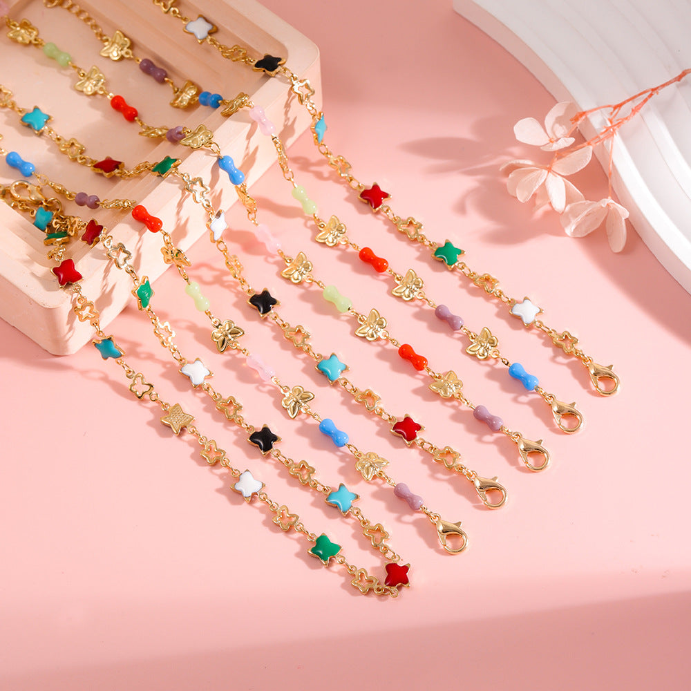 Buntes Stern Charme Armband Karnz