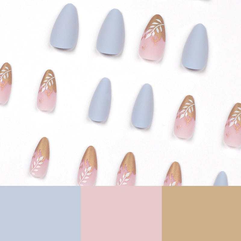 Künstliche Stiletto-Nägel mit elegantem Blatt-Design Karnz