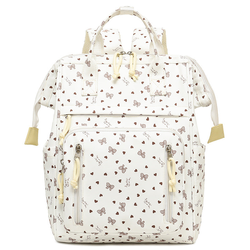 Stylischer Herz-Print Multi-Taschen Rucksack Karnz