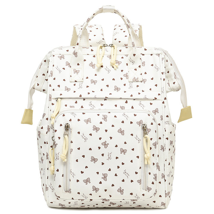 Stylischer Herz-Print Multi-Taschen Rucksack Karnz