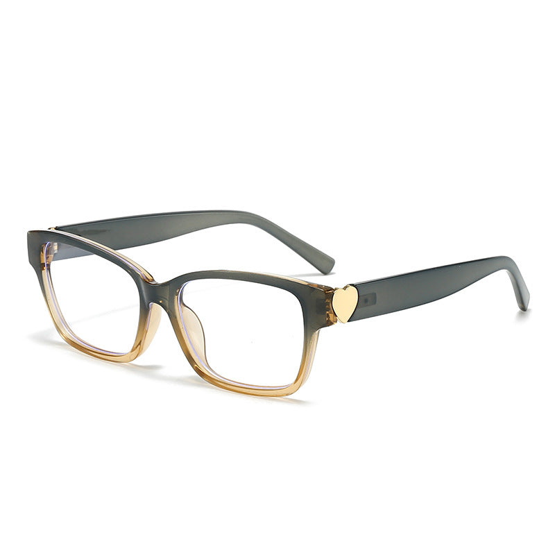 Damen modische quadratische Sonnenbrille mit Herz-Akzenten Karnz