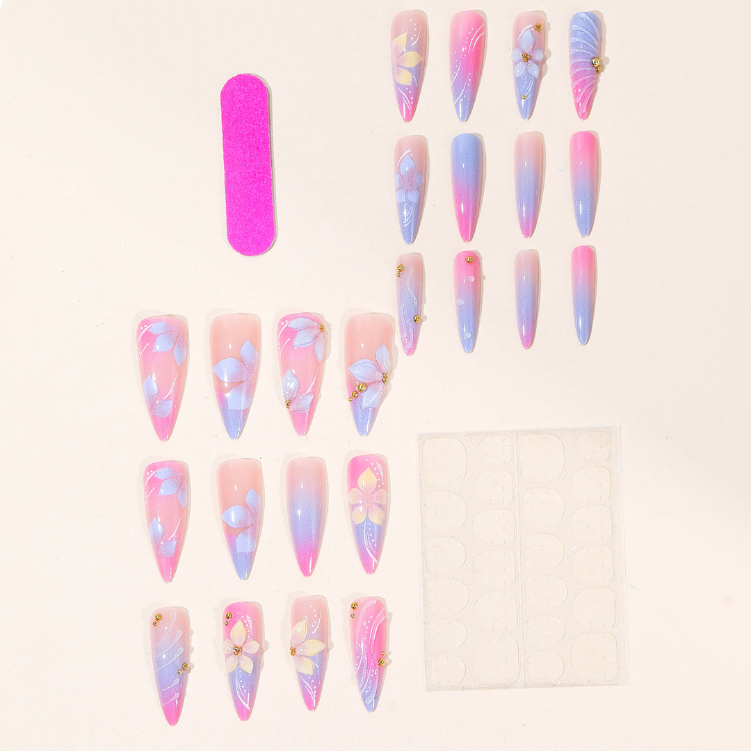 Luxuriöse Blumige 3D Stiletto Nagelkunstverlängerungen Karnz