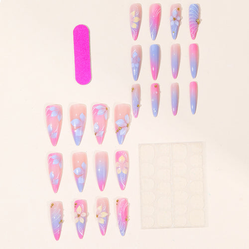 Luxuriöse Blumige 3D Stiletto Nagelkunstverlängerungen Karnz