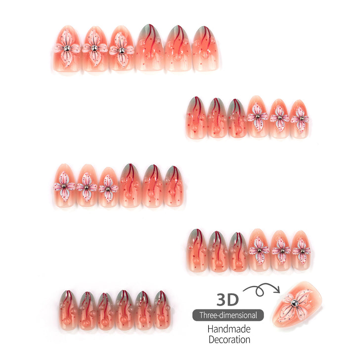 Floral Artikulierter Press-On Nagelset