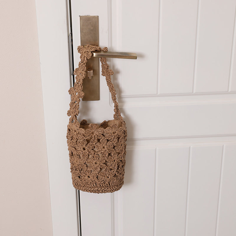 Damen Handgeknüpfte Korbtasche mit floralen Mustern Karnz