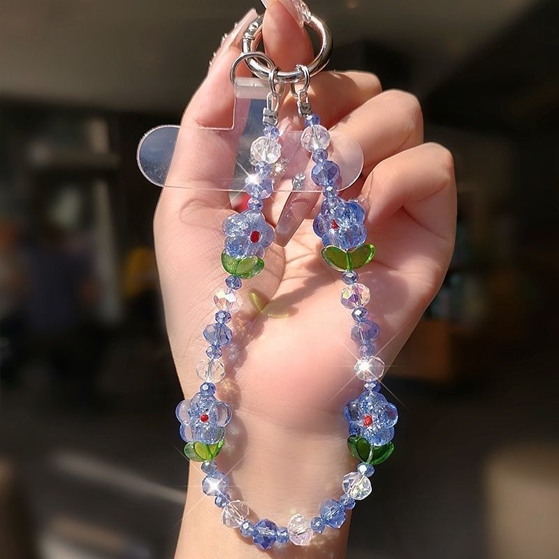 Blumige Perlen-Handykette Karnz