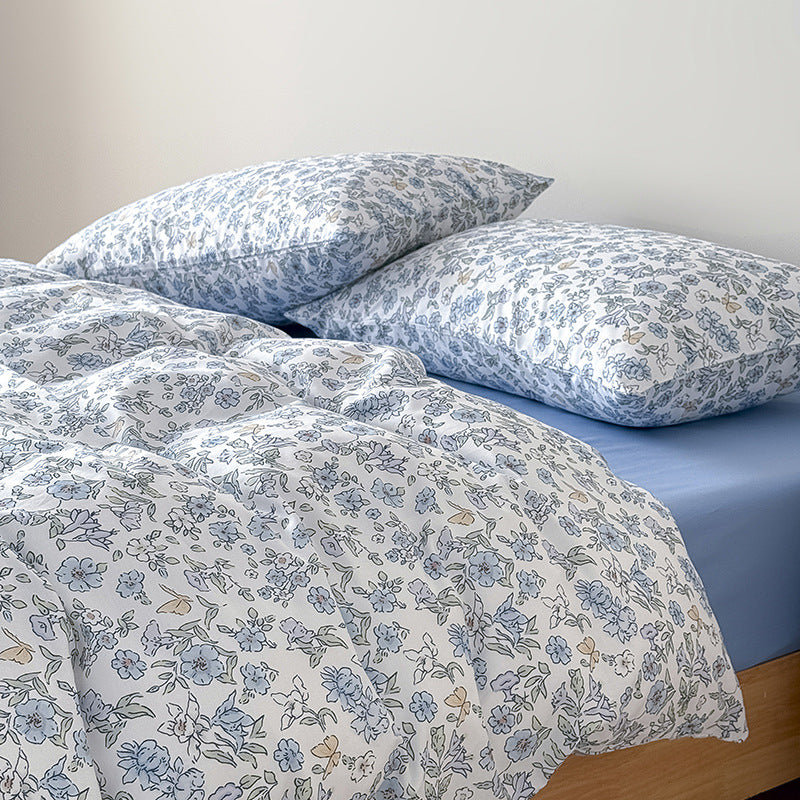 Florales Baumwoll-Satin Bettbezugset mit Kissenbezügen