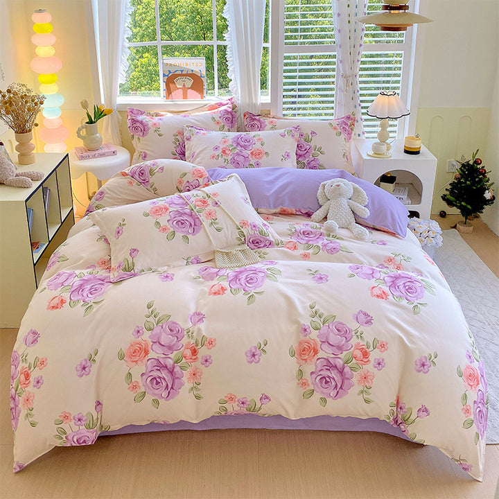 Verspieltes Blumenmuster Bettwäsche Set