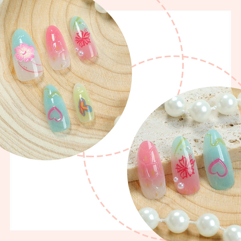 Kreatives tropisch inspiriertes Press-On-Nagelkunst-Set Karnz