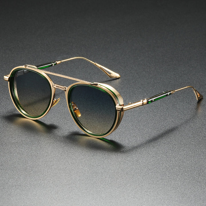 Damen Designer-Sonnenbrille mit luxuriösem Metallrahmen und Retro-Akzenten Karnz