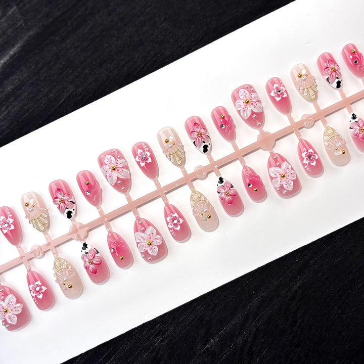 Elegante Polka Dot und Spitzen Press-On Nagel Set