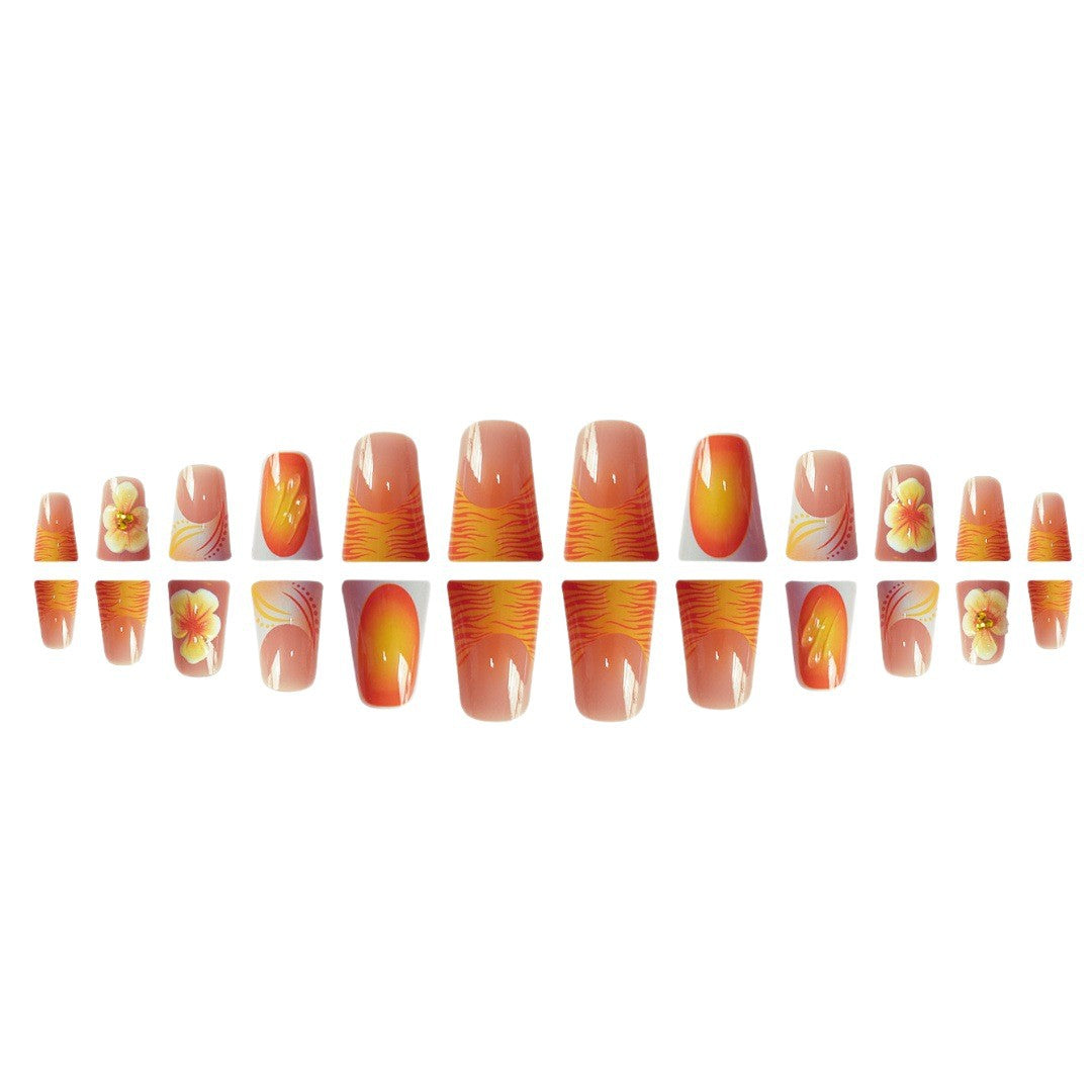 Künstlerisches Floral Press-On Nails Set Karnz
