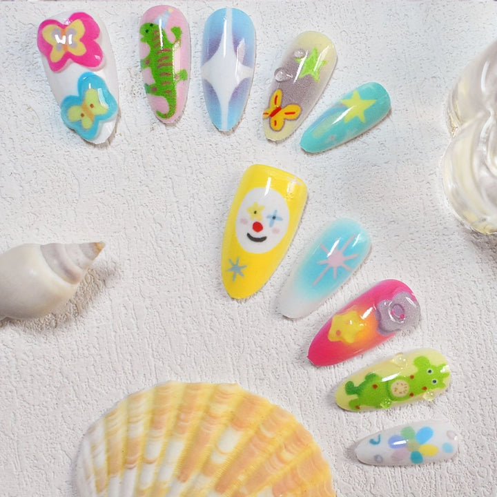 Verspielt Thema Press-On Nagelkunst Set Karnz