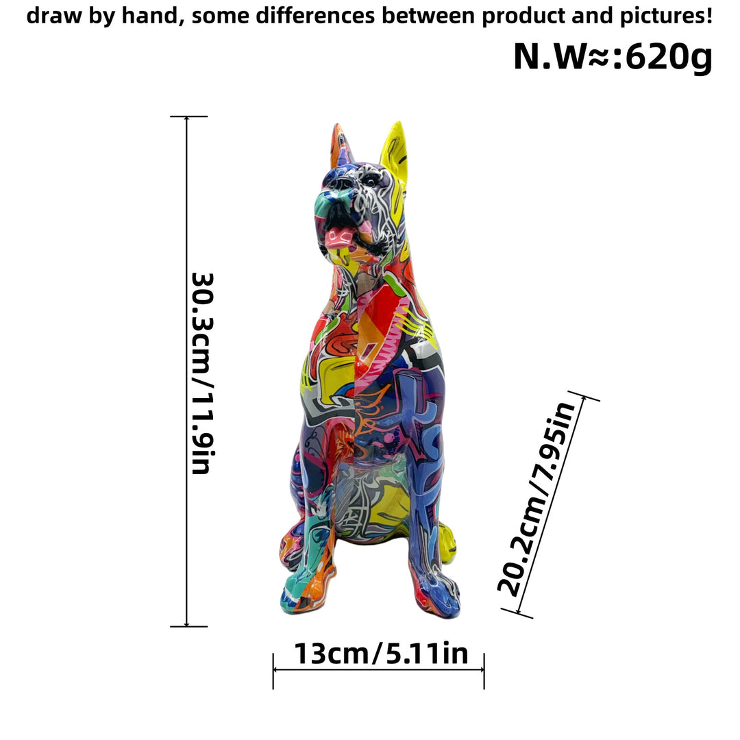 Bunte Dekofigur eines Hundes im modernen Design Karnz