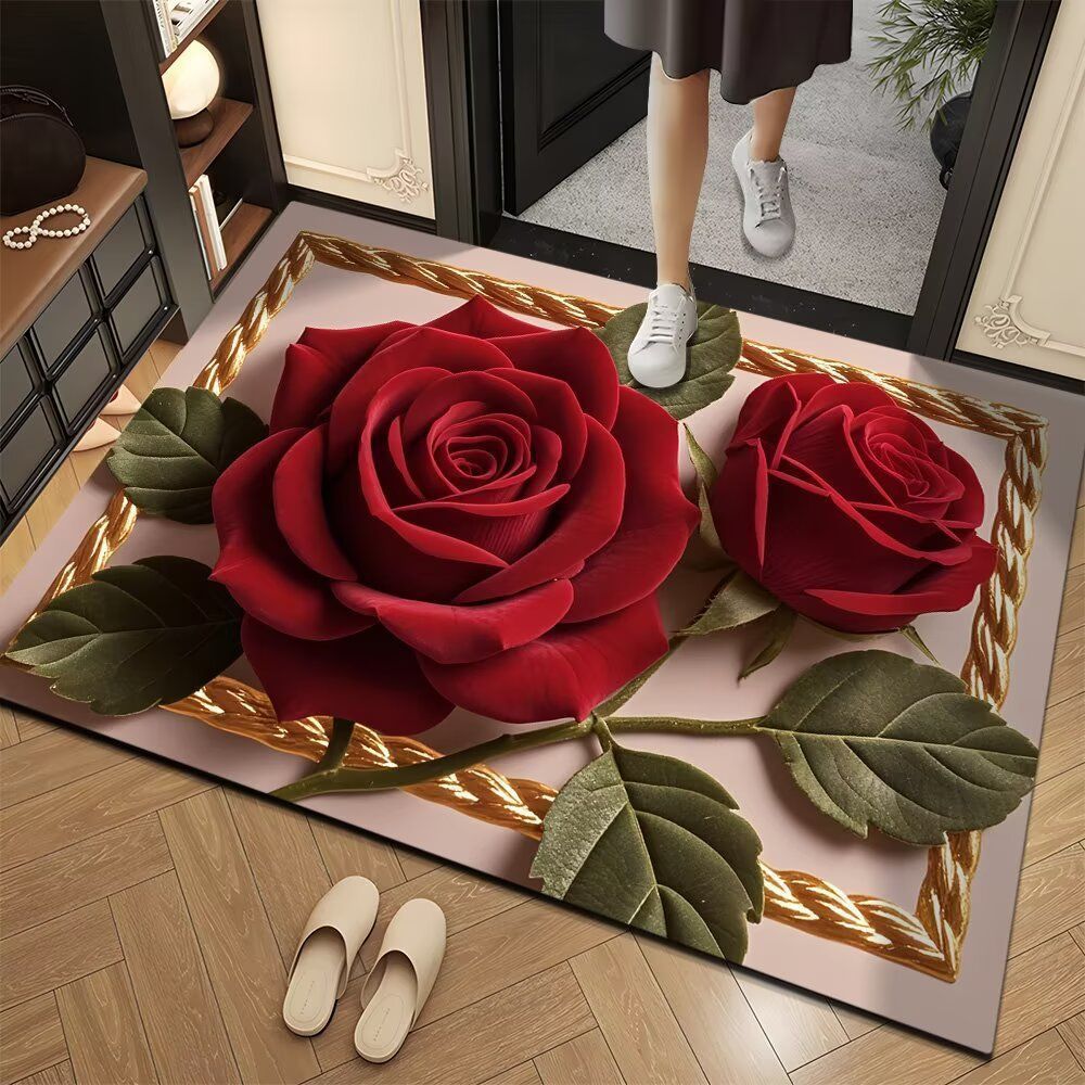 Dekorativer Rosen-Motiv Fußmatte