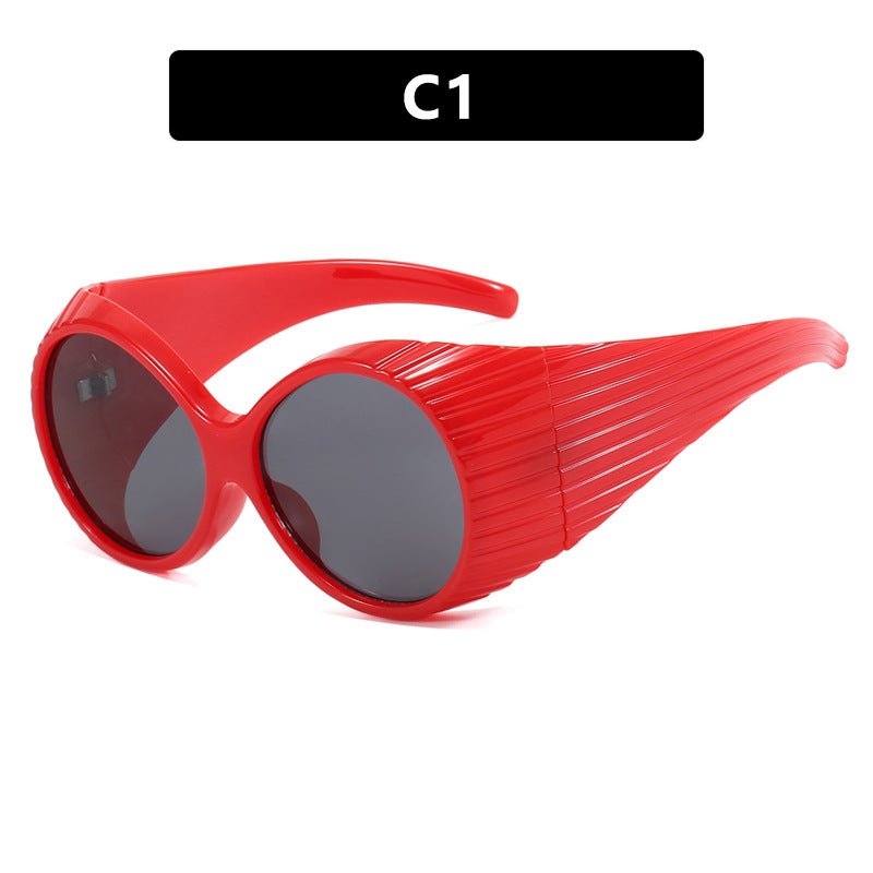 Damen extravagante Sonnenbrille mit geschwungenem Rahmen Karnz