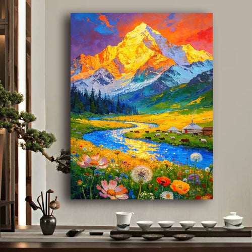 Lebendige Berglandschaft Leinwandkunst Karnz