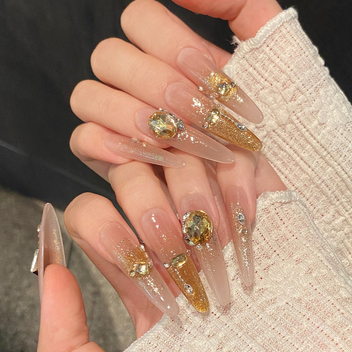 Glamourös mit Strass verziertes Press-On Nail Art Set