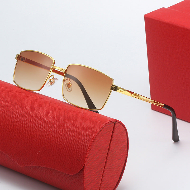 Damen modische quadratische Sonnenbrille mit elegantem Metallrahmen Karnz