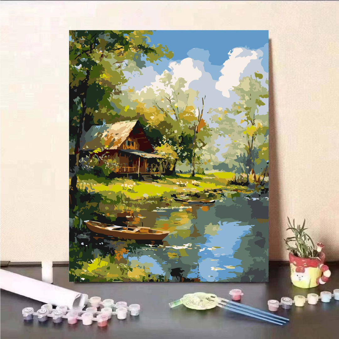 Scenic Mountain Lake Malen nach Zahlen Set Karnz