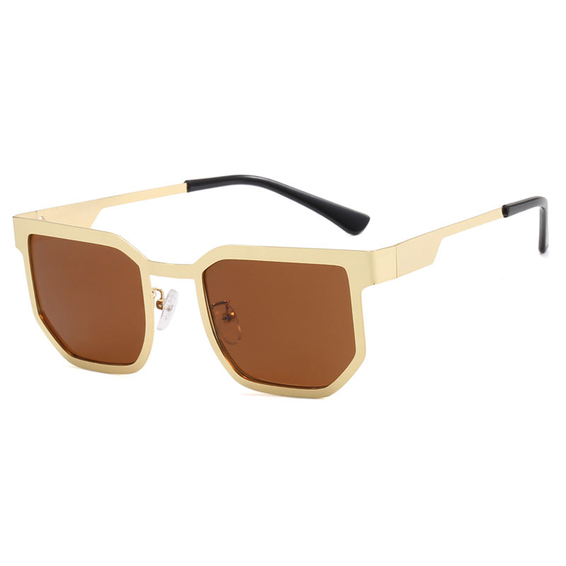 Damenmoderne Sonnenbrille im trendigen rechteckigen Design mit schmalem Metallrahmen Karnz