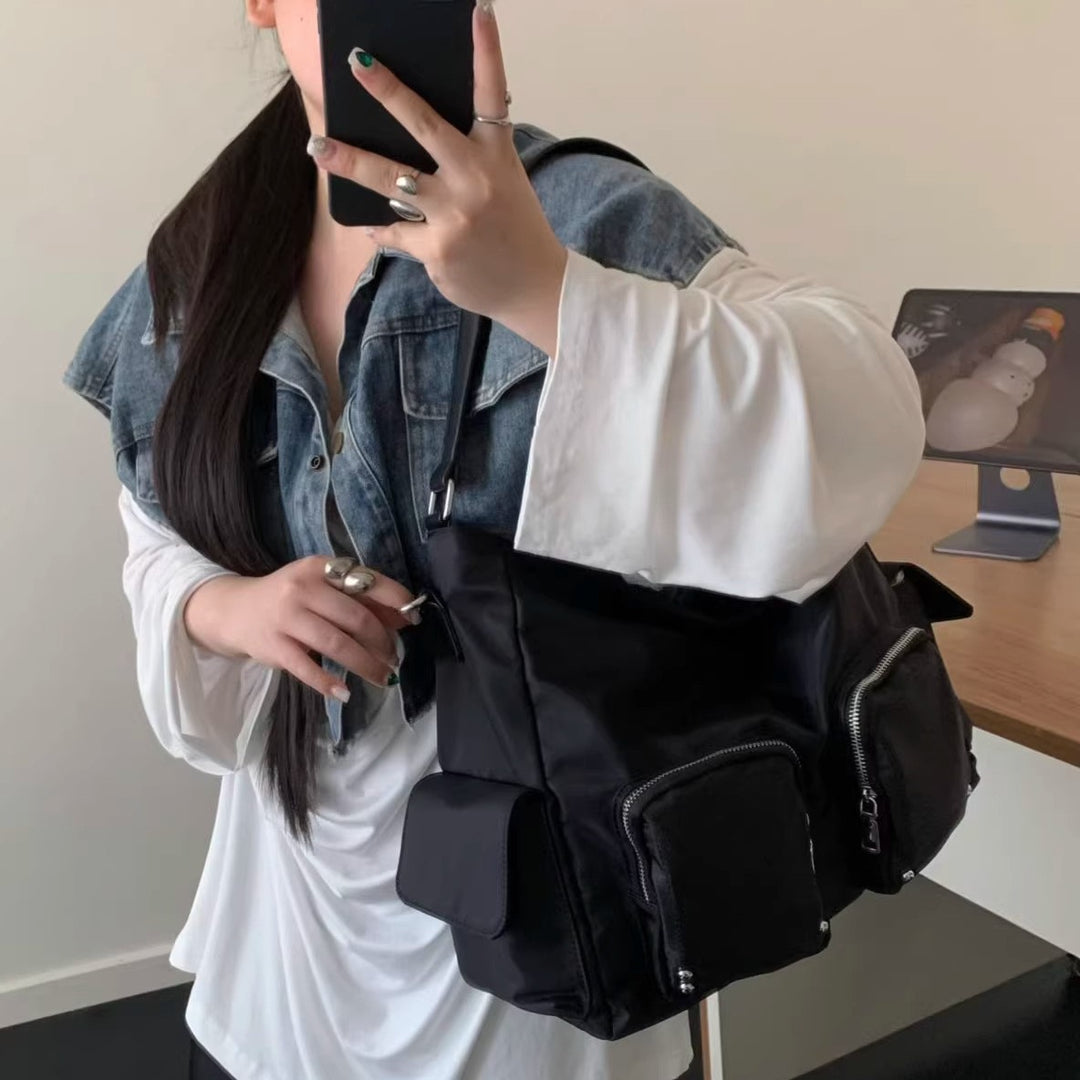 Multi-Pocket Utility Schultertasche