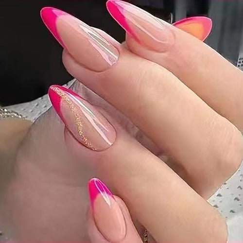 Elegante Stiletto Press-On Nägel mit pinkem Ombre Design Karnz