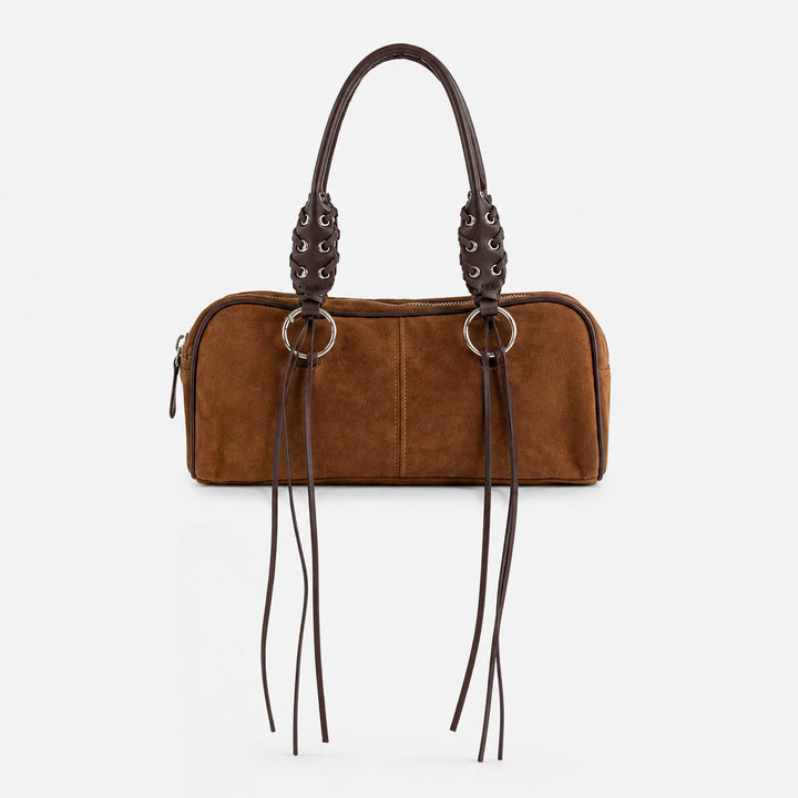 Luxuriöse Lederhandtasche mit geflochtenen Trägern