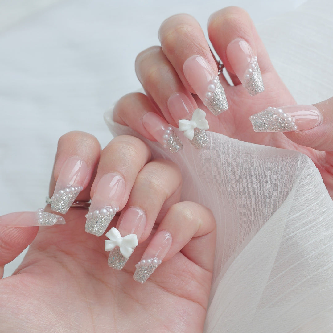 Glamouröse Glitzernde Press-On Nagelkunst Set