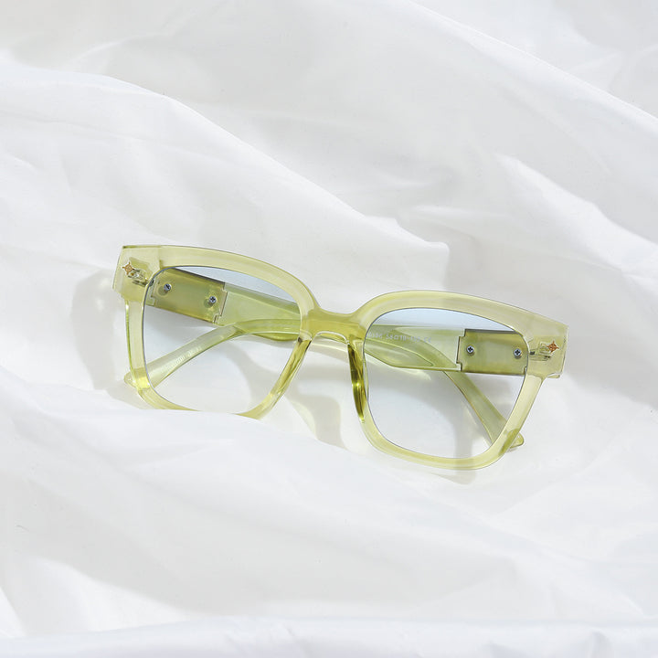 Damen modische quadratische Sonnenbrille mit transparentem Gestell Karnz