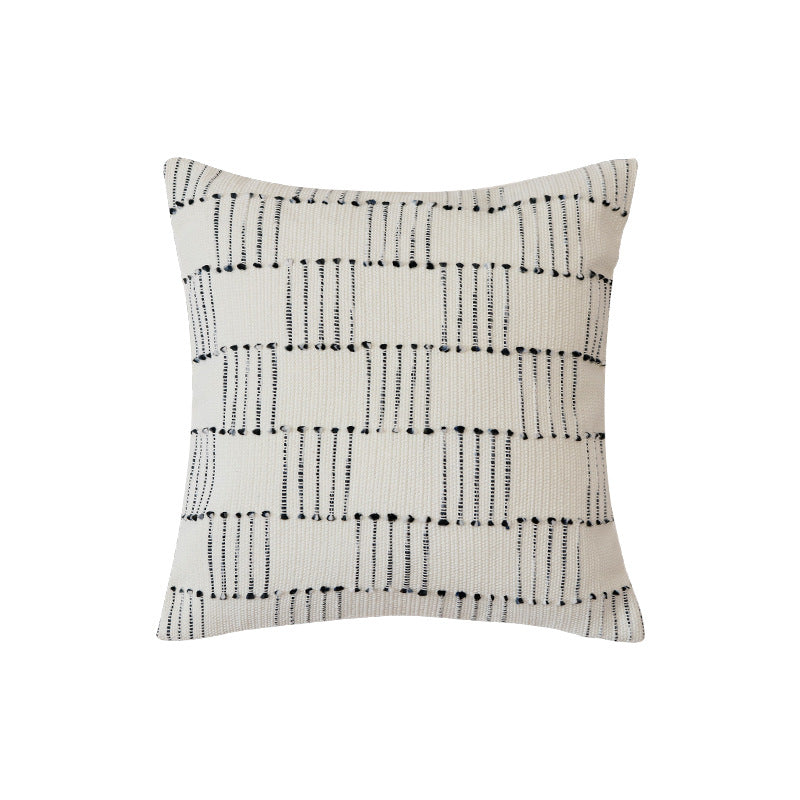 Struktur-Kissenbezug im Skandi-Design aus Baumwoll-Twill mit punktuierter Tuft-Verzierung