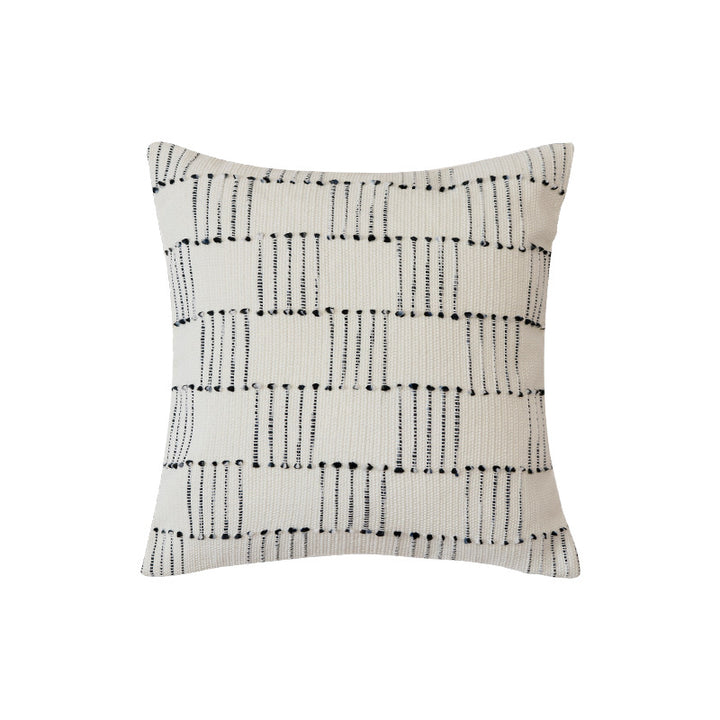 Struktur-Kissenbezug im Skandi-Design aus Baumwoll-Twill mit punktuierter Tuft-Verzierung