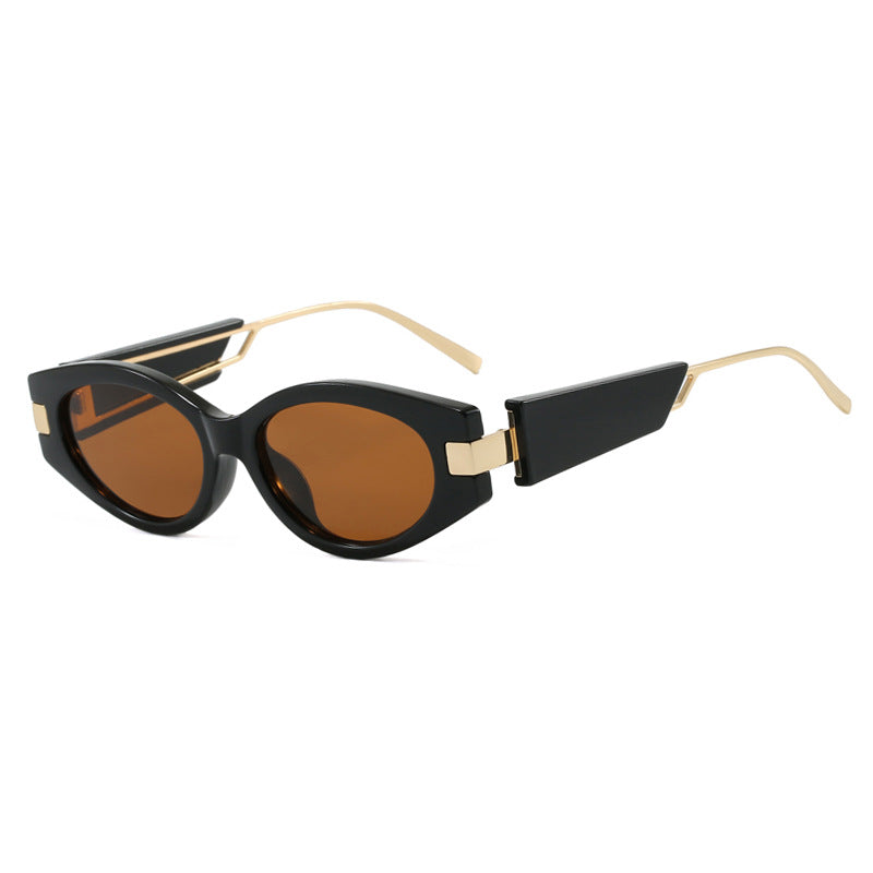 Damen elegante Cat-Eye Sonnenbrille mit goldenen Akzenten Karnz