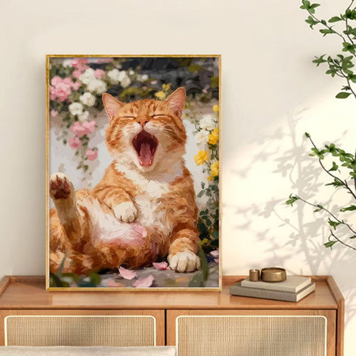 Gähnende Katze Leinwand Wandkunst Druck Karnz