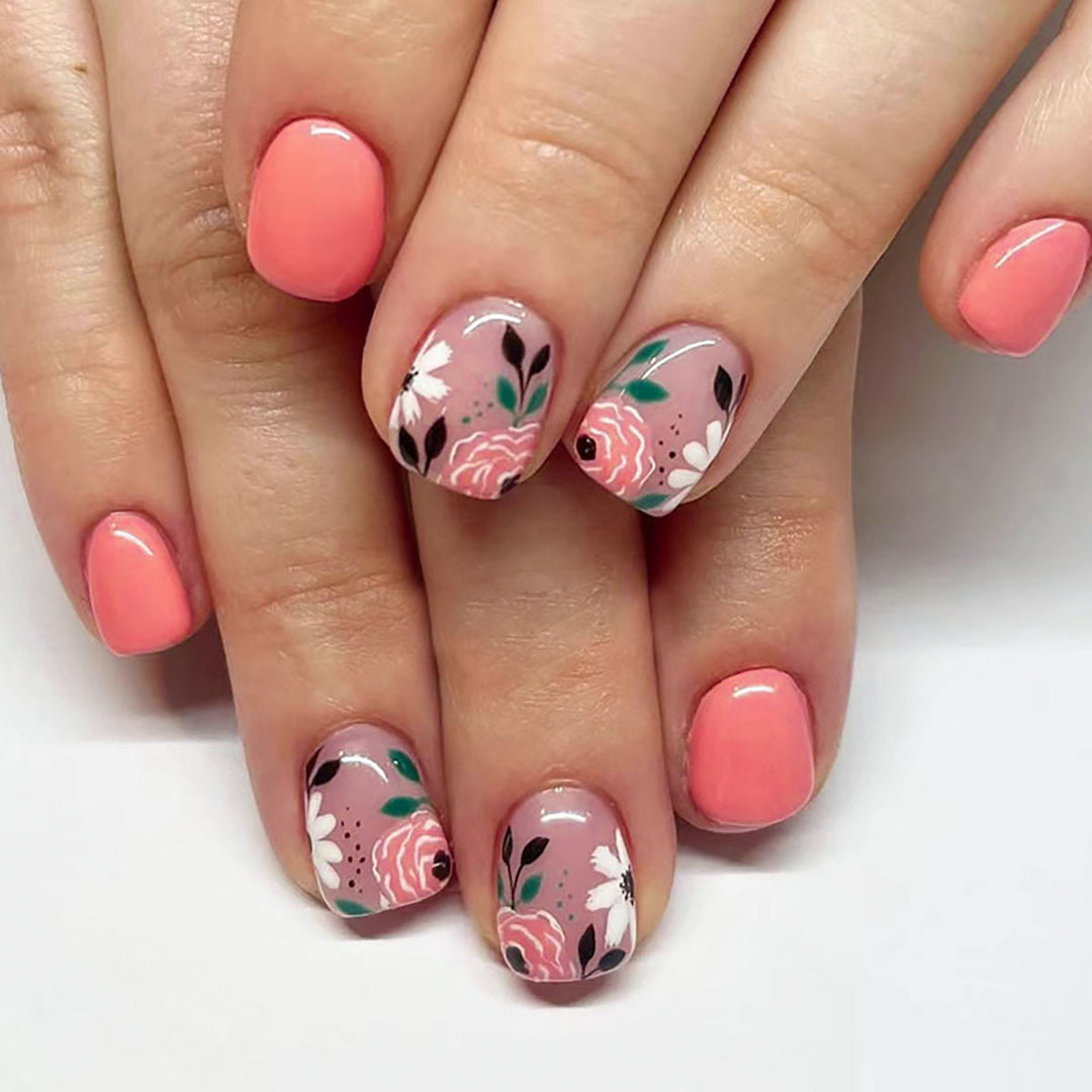 Blumen Dekorative Press-On Nagel Set