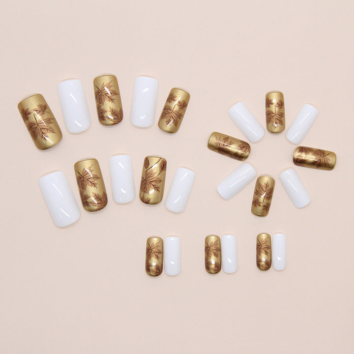 Luxus Metallic Blatt Design Press-On Nagelspitzen Karnz