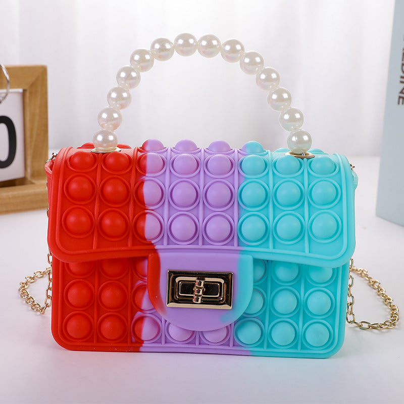 Damen stilvolle Handtasche mit Perlengriff Karnz