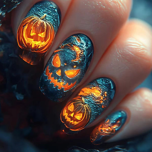 Kunstnägel mit Kreativem Halloween-Motiv Karnz